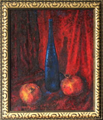 blue on red Cardboard Oil paint Realism Still life Byelorussia 2016 - photo 1