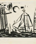 Holzschnitt. Lyonel Feininger. Segelboote (mit Mond)