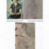 Esquisse pour le portrait de Meija Amiragova Black pencil watercolor Early 20th century - Foto 4