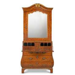 A GEORGE I BURR-WALNUT AND PARCEL-GILT BOMBE SECRETAIRE-CABINET