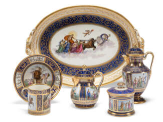A NAPLES (REAL FABBRICA FERDINANDEA) PORCELAIN BLUE-GROUND SOLITAIRE