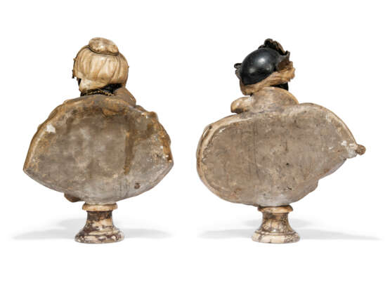 A PAIR OF ALABASTER, MARBLE, GILT-BRONZE AND PAINTED PLASTER BUSTS OF A MAN AND WOMAN - photo 4