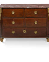 A LOUIS XVI ORMOLU-MOUNTED MAHOGANY COMMODE