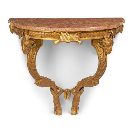 A PAIR OF NEOCLASSICAL-STYLE GILTWOOD DEMI-LUNE CONSOLES - фото 2