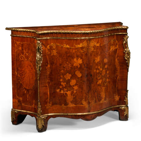 A GEORGE III YEW-WOOD, PADOUK AND MARQUETRY COMMODE - фото 14