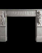 A GEORGE III WHITE MARBLE STATUARY CHIMNEYPIECE