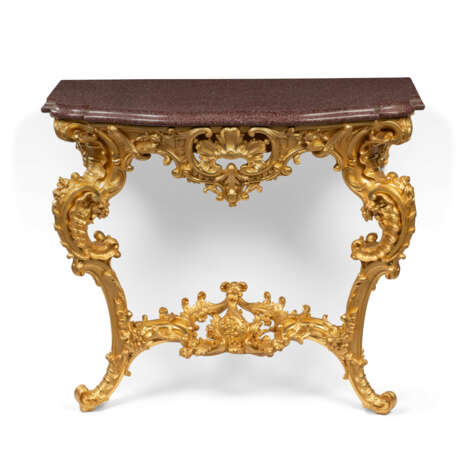 A PAIR OF FRENCH GILTWOOD AND PORPHYRY CONSOLE TABLES - photo 2