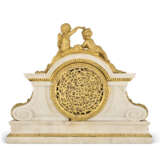 A LOUIS XVI ORMOLU-MOUNTED WHITE MARBLE MANTEL CLOCK - photo 7