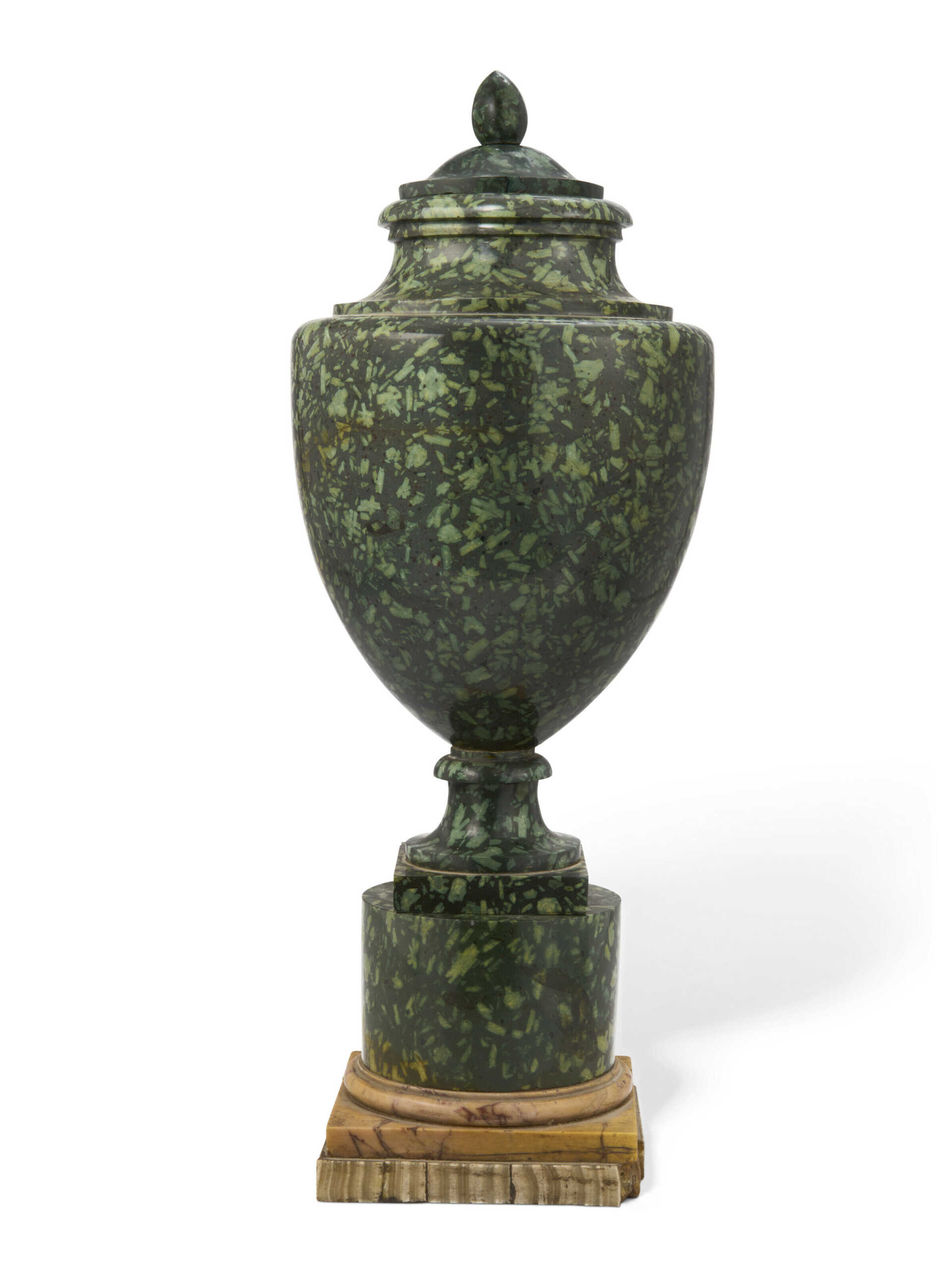 AN ITALIAN GREEN PORPHYRY VASE AND COVER