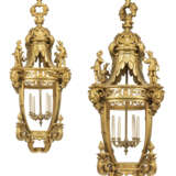 A PAIR OF LARGE FRENCH ORMOLU FOUR-LIGHT LANTERNS - photo 1