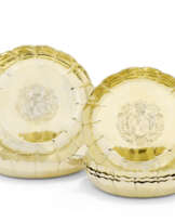 A SET OF SIX QUEEN ANNE SILVER-GILT STRAWBERRY DISHES