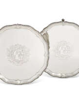 A PAIR OF GEORGE III SILVER SALVERS