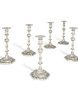 A SET OF SIX GEORGE III SILVER CANDLESTICKS