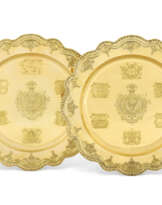 A PAIR OF GEORGE IV SILVER-GILT SIDEBOARD DISHES