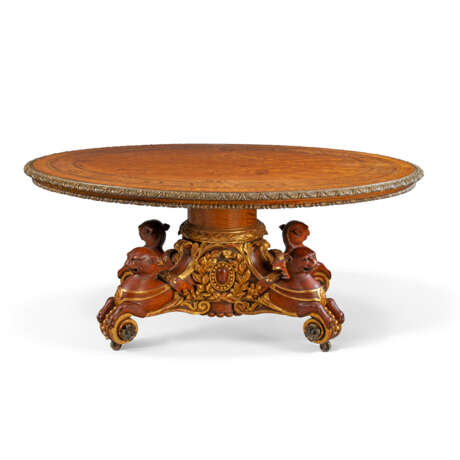 A VICTORIAN ORMOLU-MOUNTED AND PARCEL-GILT SATINWOOD, AMBOYNA AND MARQUETRY CENTRE TABLE - photo 2