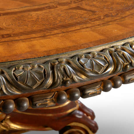 A VICTORIAN ORMOLU-MOUNTED AND PARCEL-GILT SATINWOOD, AMBOYNA AND MARQUETRY CENTRE TABLE - photo 3