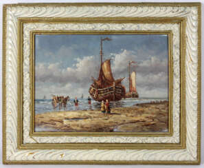 Segelschiffe am Ufer - unbekannter Künstler