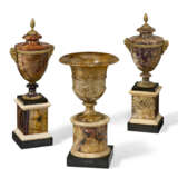 AN ASSEMBLED THREE-PIECE ORMOLU-MOUNTED BLUE JOHN AND FLUORSPAR GARNITURE - photo 1