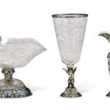 A GROUP OF THREE AUSTRIAN SILVER AND ENAMEL-MOUNTED ROCK CRYSTAL OBJECTS - photo 1