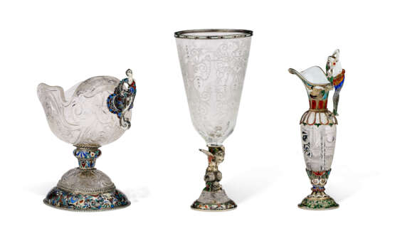 A GROUP OF THREE AUSTRIAN SILVER AND ENAMEL-MOUNTED ROCK CRYSTAL OBJECTS - photo 2