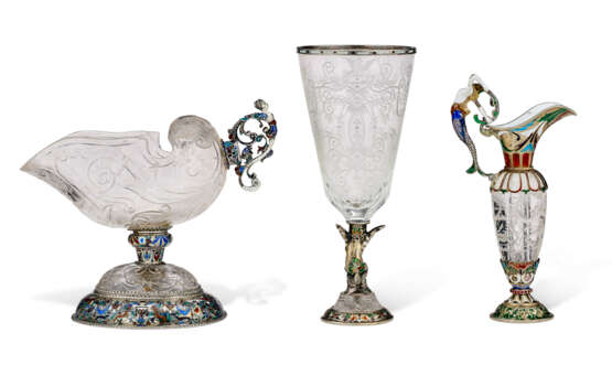 A GROUP OF THREE AUSTRIAN SILVER AND ENAMEL-MOUNTED ROCK CRYSTAL OBJECTS - photo 3