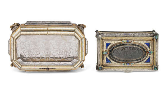 TWO AUSTRIAN SILVER AND ENAMEL-MOUNTED ROCK CRYSTAL TABLE CASKETS - Foto 5
