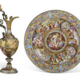 AN ASSEMBLED AUSTRIAN SILVER AND SILVER-GILT-MOUNTED ENAMEL EWER AND CHARGER - photo 1