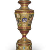 A VERY LARGE VIENNA STYLE PORCLEAIN CLARET AND GOLD GROUND VASE, COVER AND STAND - photo 3