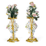 A PAIR OF ORMOLU-MOUNTED MEISSEN PORCELAIN RETICULATED VASES AND FLOWER BOUQUETS - photo 4