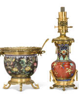 A FRENCH JAPONISME ORMOLU AND CLOISONNE ENAMEL TABLE ARTICLES