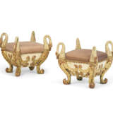 A PAIR OF NORTH ITALIAN POLYCHROME-PAINTED AND PARCEL-GILT STOOLS - photo 1