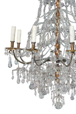 A LOUIS XIV STYLE GILTWOOD, ORMOLU, CUT AND MOLDED GLASS AND ROCK CRYSTAL TEN-LIGHT ‘EN LACÉ’ CHANDELIER - фото 3
