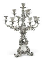 A LARGE VICTORIAN SILVER TEN-LIGHT CANDELABRUM