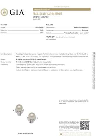 VAN CLEEF & ARPELS CULTURED PEARL AND DIAMOND EARRINGS - photo 3