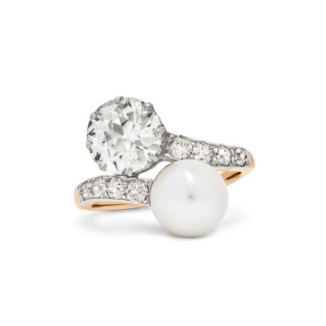 ANTIQUE DIAMOND AND NATURAL PEARL RING - фото 5