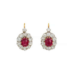 ANTIQUE RUBY AND DIAMOND EARRINGS