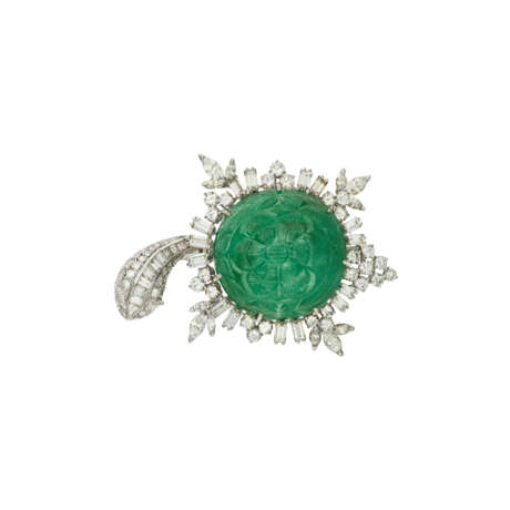 PETOCHI CARVED EMERALD AND DIAMOND TURTLE BROOCH - Foto 1