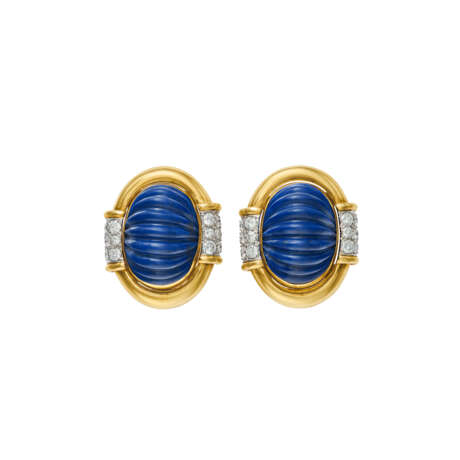 DAVID WEBB LAPIS LAZULI AND DIAMOND EARRINGS - photo 1