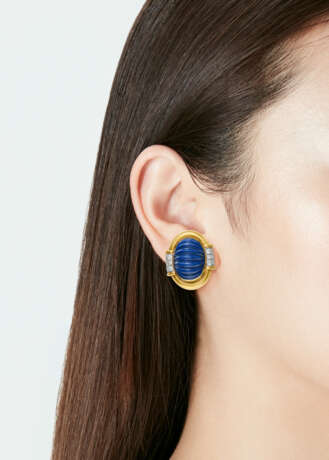 DAVID WEBB LAPIS LAZULI AND DIAMOND EARRINGS - photo 2
