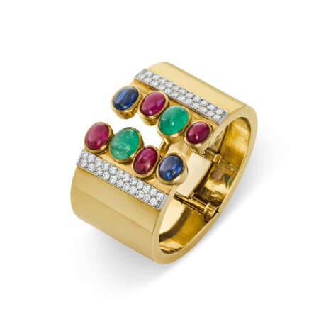 DAVID WEBB MULTI-GEM AND DIAMOND CUFF BRACELET - Foto 1