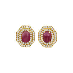 DAVID WEBB RUBY AND DIAMOND EARRINGS