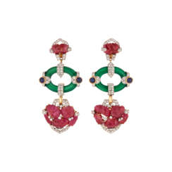 DAVID WEBB MULTI-GEM AND DIAMOND EARRINGS