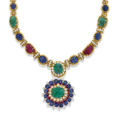 DAVID WEBB CARVED MULTI-GEM SAUTOIR NECKLACE - фото 1