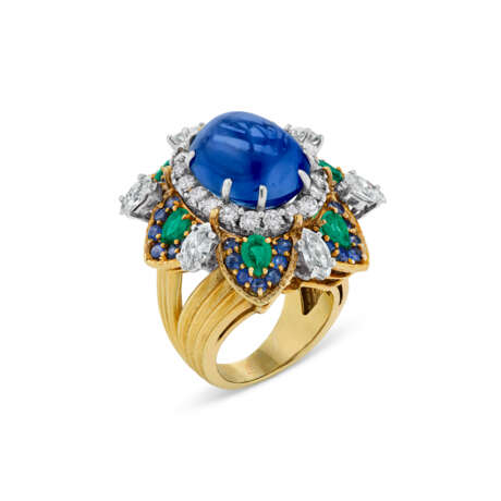 SAPPHIRE, EMERALD AND DIAMOND RING - photo 1