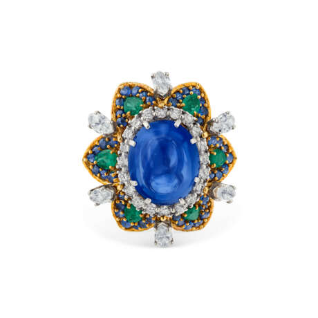 SAPPHIRE, EMERALD AND DIAMOND RING - photo 3