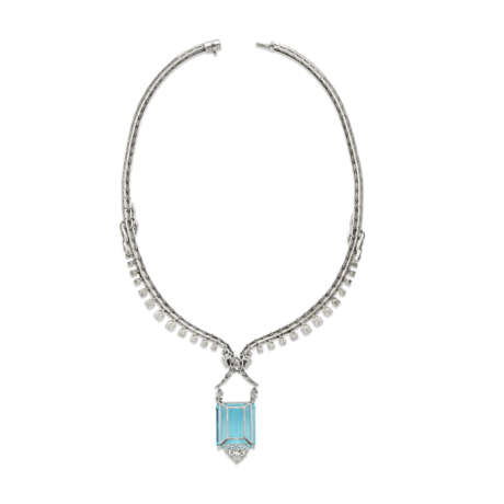 SUITE OF AQUAMARINE AND DIAMOND JEWELRY - photo 4