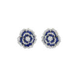 VAN CLEEF & ARPELS SAPPHIRE AND DIAMOND 'CAMELLIA' EARRINGS - photo 1