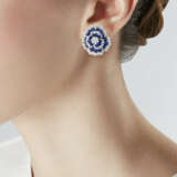 VAN CLEEF & ARPELS SAPPHIRE AND DIAMOND 'CAMELLIA' EARRINGS - photo 2