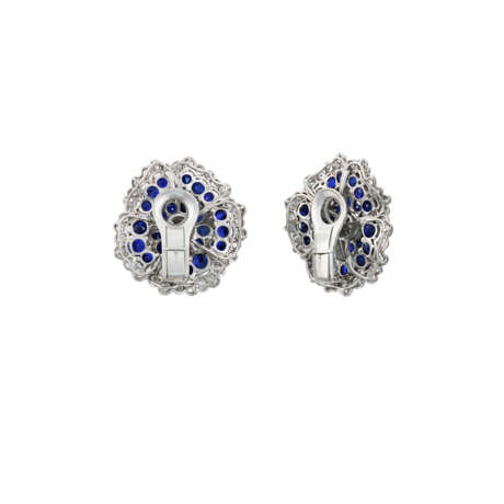 VAN CLEEF & ARPELS SAPPHIRE AND DIAMOND 'CAMELLIA' EARRINGS - photo 3