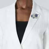 SAPPHIRE AND DIAMOND FLOWER BROOCH - photo 2
